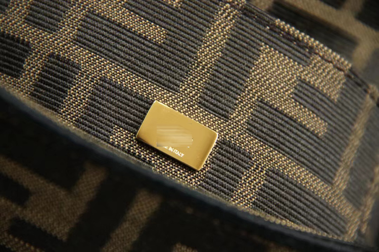 棕色提花 老花法棍 链条迷你包
